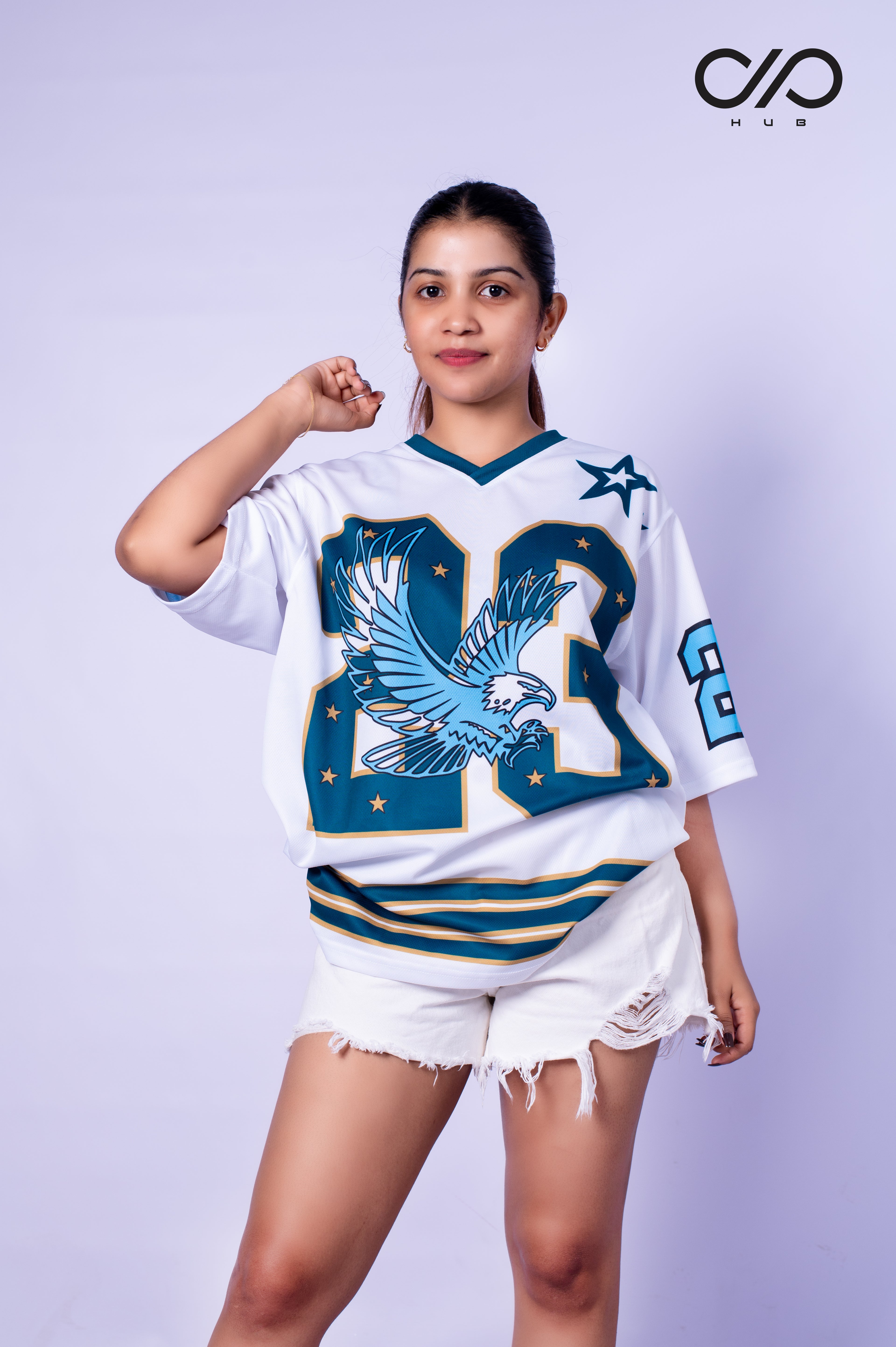 V-collar Croshole material T-shirt Unisex Number 23 Edition