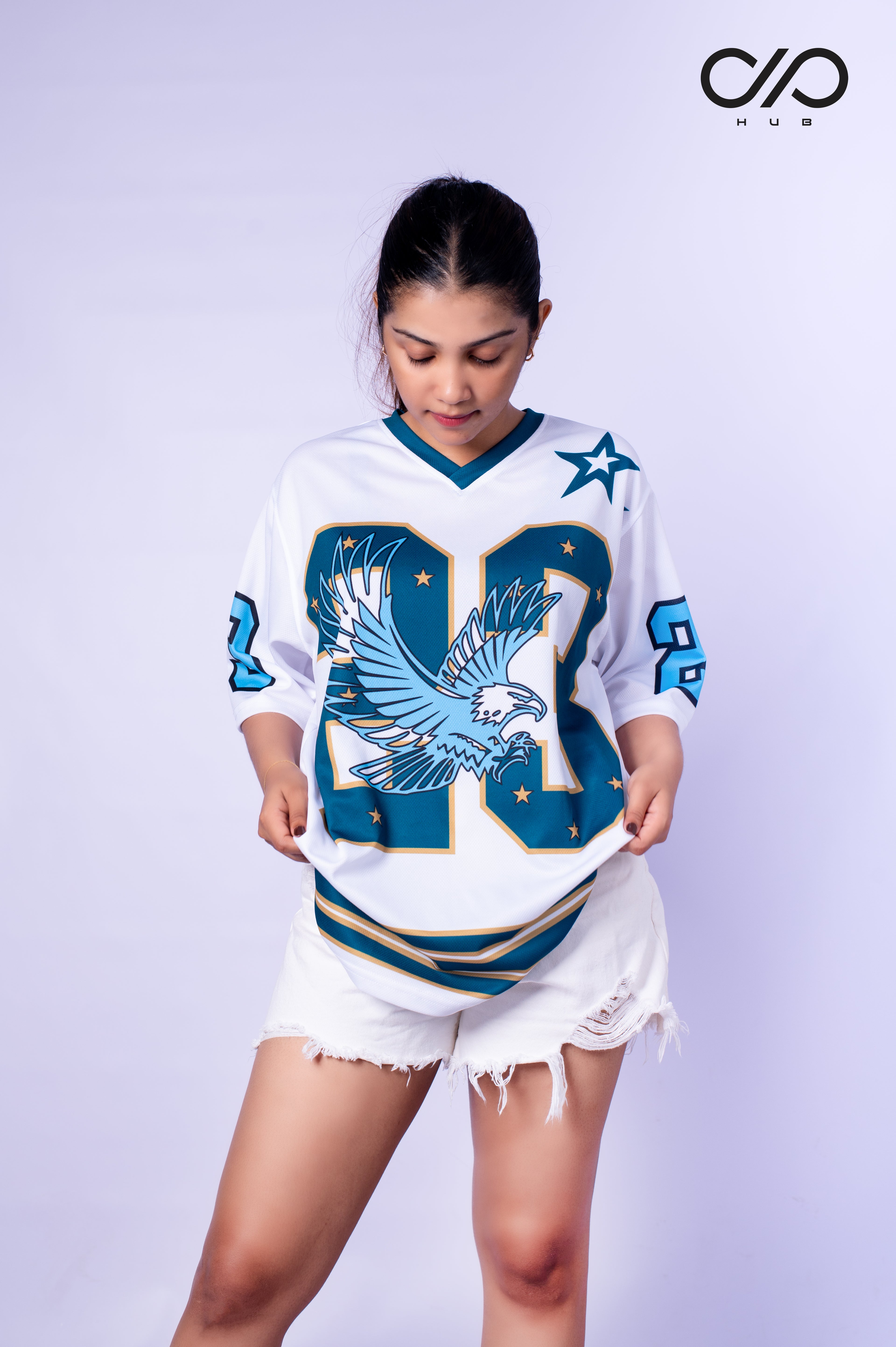 V-collar Croshole material T-shirt Unisex Number 23 Edition