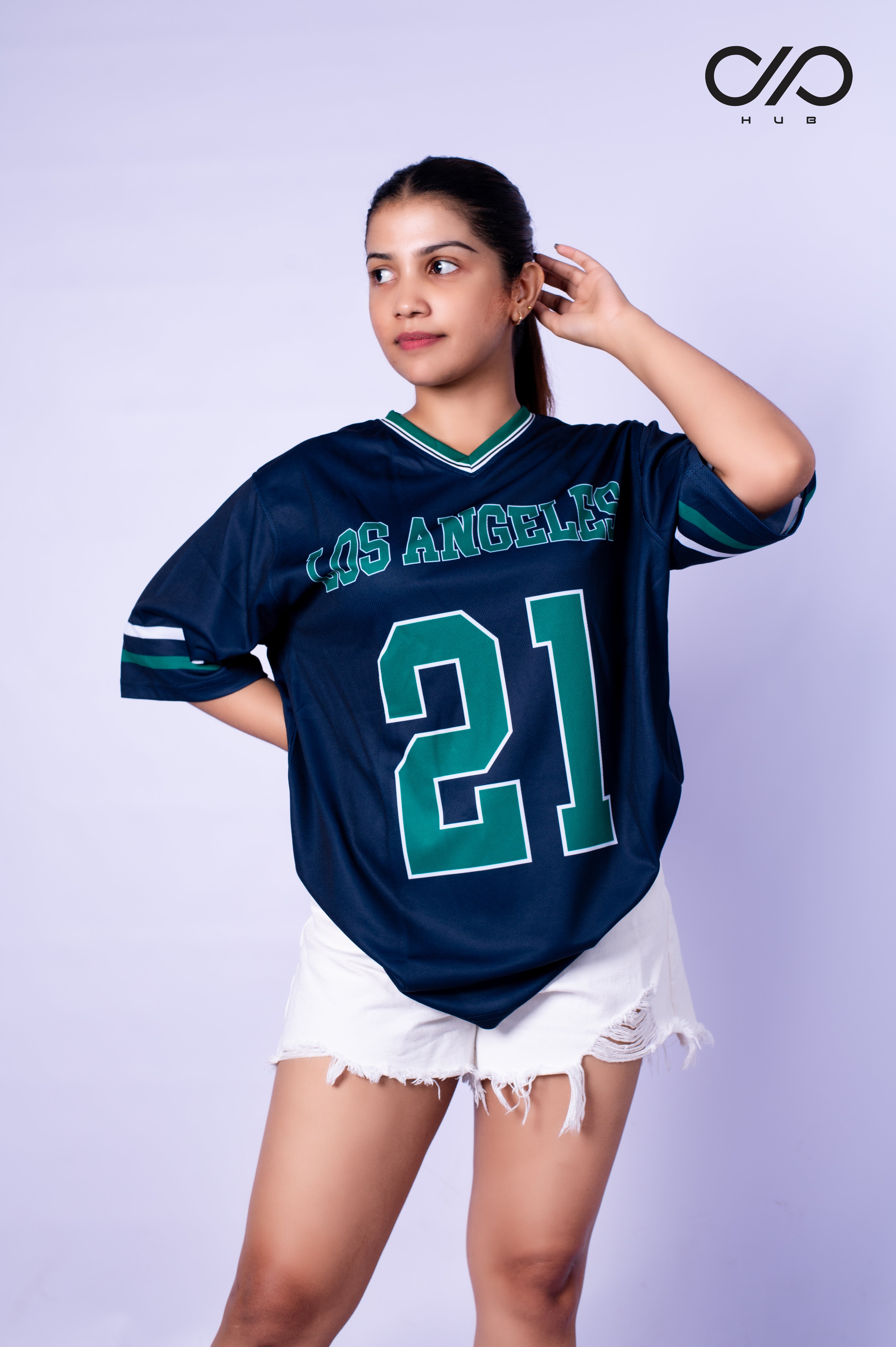 V-collar Croshole material T-shirt Unisex Los Angeles 21 Edition